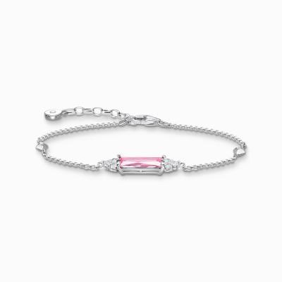 Armband mit pinken und weißen Steinen Silber