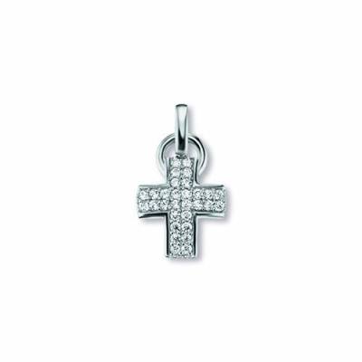 Anhänger Kreuz Zirkonia 925/- Silber rhodiniert poliert