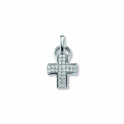 Anhänger Kreuz Zirkonia 925/- Silber rhodiniert poliert