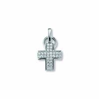 Anhänger Kreuz Zirkonia 925/- Silber rhodiniert poliert