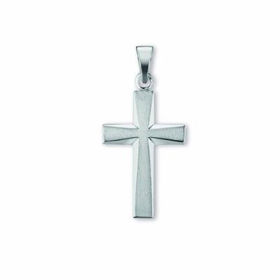 Anhänger Kreuz 925/- Silber rhodiniert strichmatt / poliert