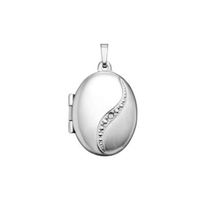 Medaillon oval Zirkonia 925/- Silber rhodiniert