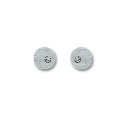 Ohrstecker rund Zirkonia 925/- Silber rhodiniert