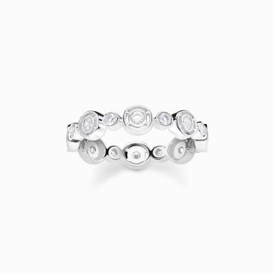 Ring Kreise mit weißen Steinen Silber