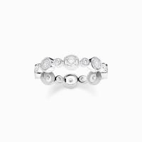Ring Kreise mit weißen Steinen Silber