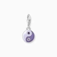 Charm-Anhänger violetter Yin & Yang Silber