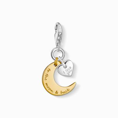 Charm-Anhänger Mond und Herz I Love you TO THE MOON und BACK